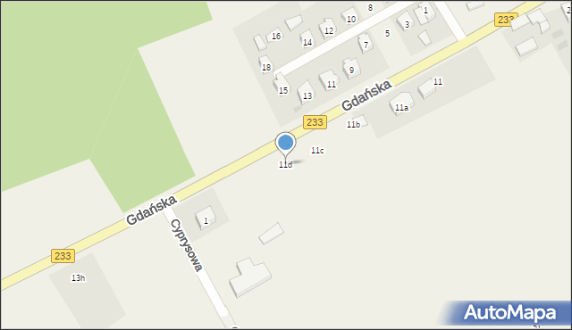 Mierzeszyn, Gdańska, 11d, mapa Mierzeszyn