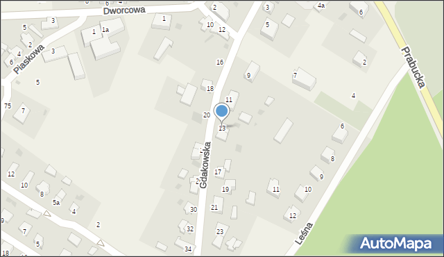 Mikołajki Pomorskie, Gdakowska, 13, mapa Mikołajki Pomorskie