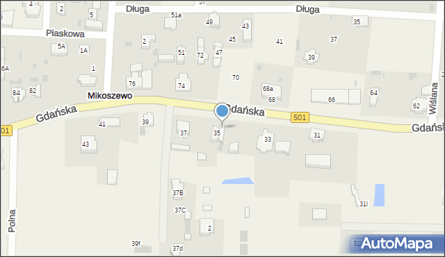 Mikoszewo, Gdańska, 35a, mapa Mikoszewo