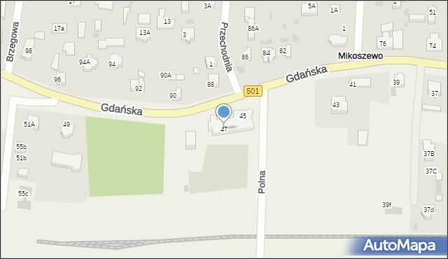 Mikoszewo, Gdańska, 47, mapa Mikoszewo