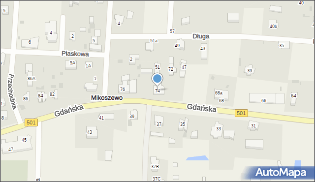 Mikoszewo, Gdańska, 74, mapa Mikoszewo