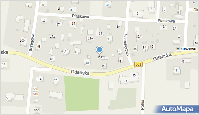 Mikoszewo, Gdańska, 90A, mapa Mikoszewo