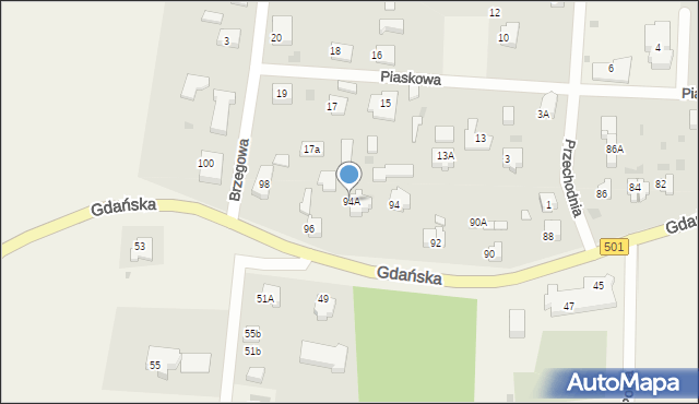 Mikoszewo, Gdańska, 94A, mapa Mikoszewo