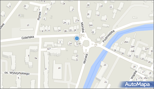 Nowy Dwór Gdański, Gdańska, 1, mapa Nowy Dwór Gdański