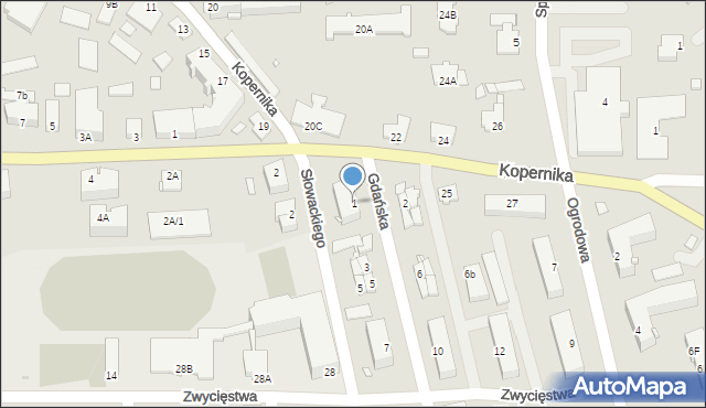 Pasłęk, Gdańska, 1, mapa Pasłęk