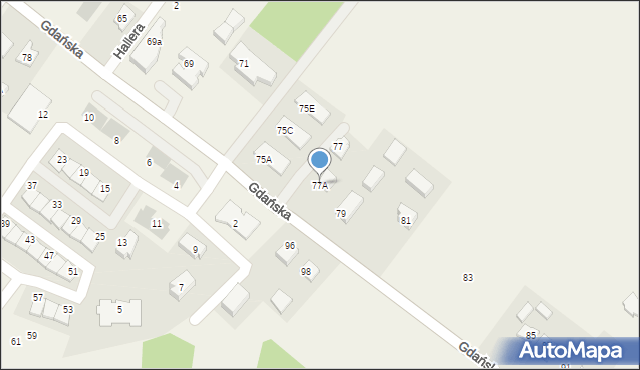 Pępowo, Gdańska, 77A, mapa Pępowo