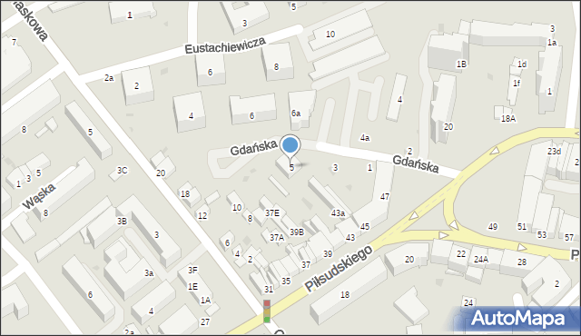 Puławy, Gdańska, 5, mapa Puław