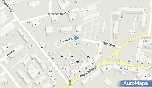 Puławy, Gdańska, 7, mapa Puław