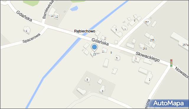 Rębiechowo, Gdańska, 13, mapa Rębiechowo