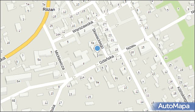 Różan, Gdańska, 2, mapa Różan