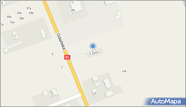 Różyny, Gdańska, 14, mapa Różyny