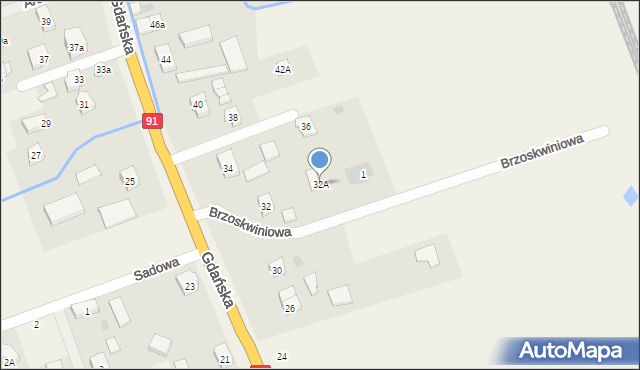 Różyny, Gdańska, 32A, mapa Różyny