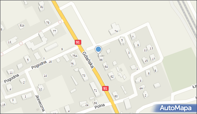 Różyny, Gdańska, 66A, mapa Różyny