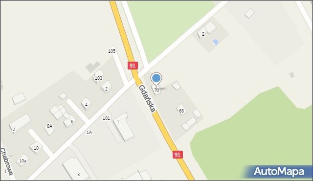 Różyny, Gdańska, 70, mapa Różyny