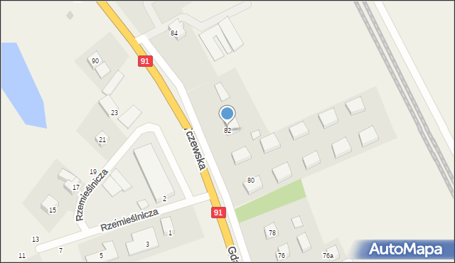 Różyny, Gdańska, 82, mapa Różyny