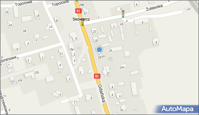 Skowarcz, Gdańska, 14, mapa Skowarcz