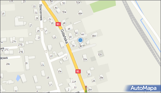 Skowarcz, Gdańska, 36, mapa Skowarcz