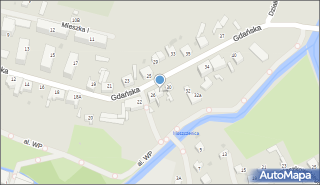 Sławno, Gdańska, 28, mapa Sławno