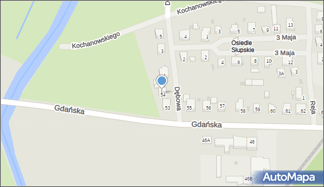 Sławno, Gdańska, 54A, mapa Sławno