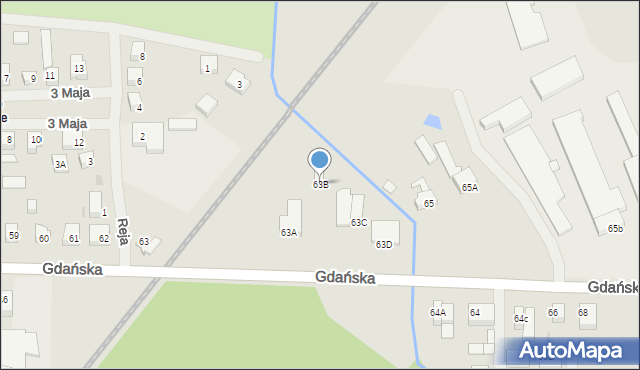 Sławno, Gdańska, 63B, mapa Sławno