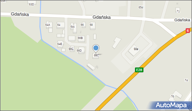 Sławno, Gdańska, 68C, mapa Sławno