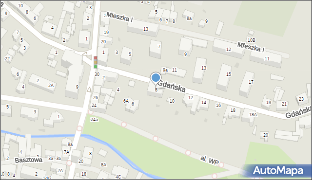 Sławno, Gdańska, 8, mapa Sławno