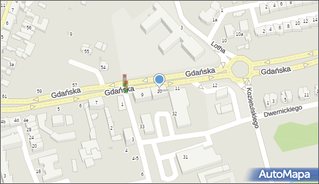 Słupsk, Gdańska, 10, mapa Słupska
