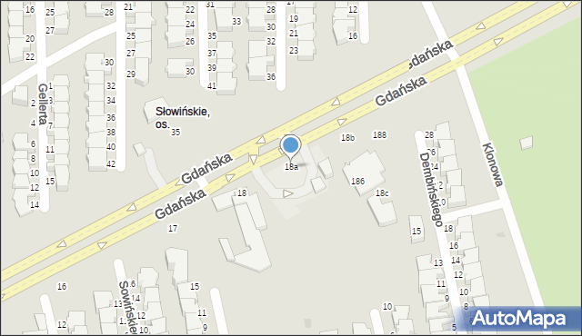 Słupsk, Gdańska, 18a, mapa Słupska