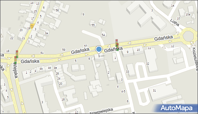 Słupsk, Gdańska, 7, mapa Słupska