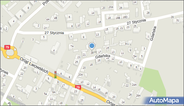 Sosnowiec, Gdańska, 19, mapa Sosnowca