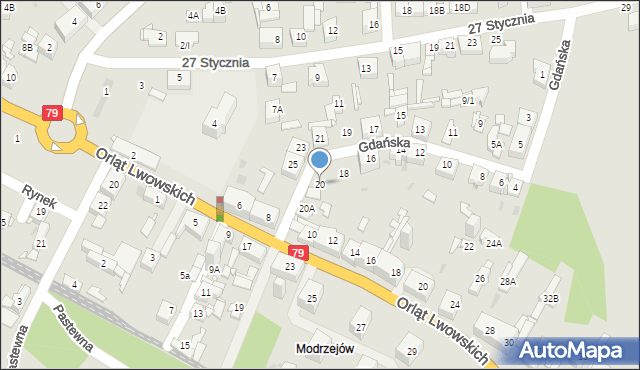 Sosnowiec, Gdańska, 20, mapa Sosnowca
