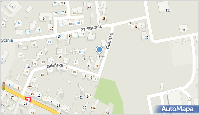 Sosnowiec, Gdańska, 3, mapa Sosnowca