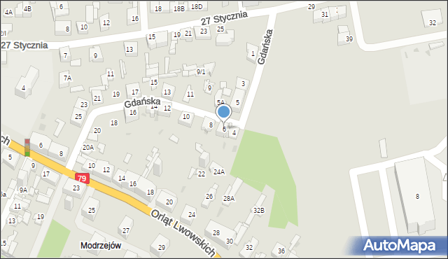 Sosnowiec, Gdańska, 6, mapa Sosnowca