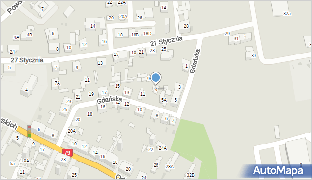 Sosnowiec, Gdańska, 9, mapa Sosnowca