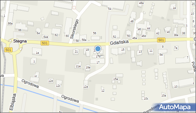 Stegna, Gdańska, 17b, mapa Stegna