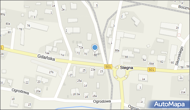 Stegna, Gdańska, 68, mapa Stegna