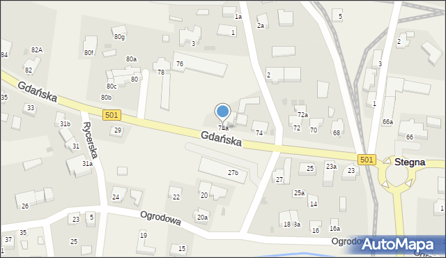 Stegna, Gdańska, 74a, mapa Stegna