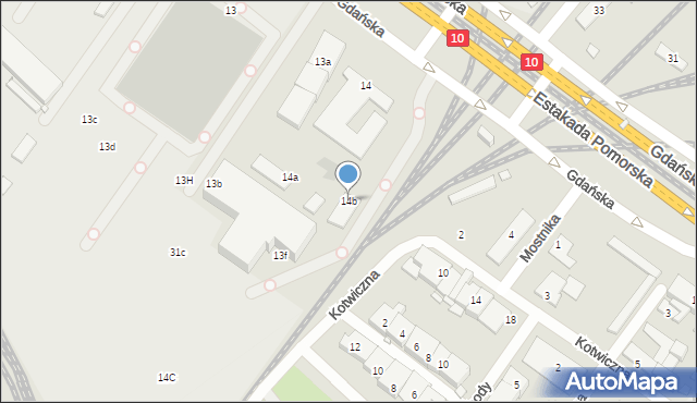 Szczecin, Gdańska, 14b, mapa Szczecina