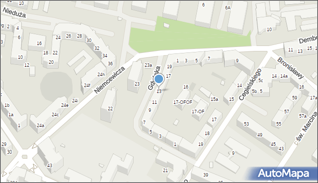 Szczecin, Gdyńska, 13, mapa Szczecina