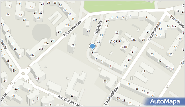 Szczecin, Gdyńska, 7, mapa Szczecina