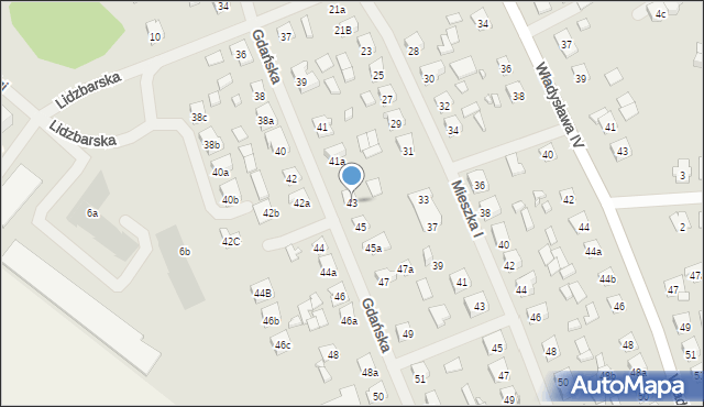 Szczytno, Gdańska, 43, mapa Szczytno