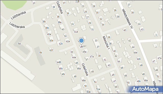 Szczytno, Gdańska, 45, mapa Szczytno