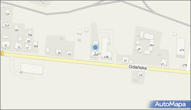 Sztutowo, Gdańska, 43A, mapa Sztutowo