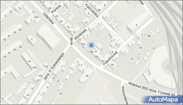 Tczew, Gdańska, 54, mapa Tczew