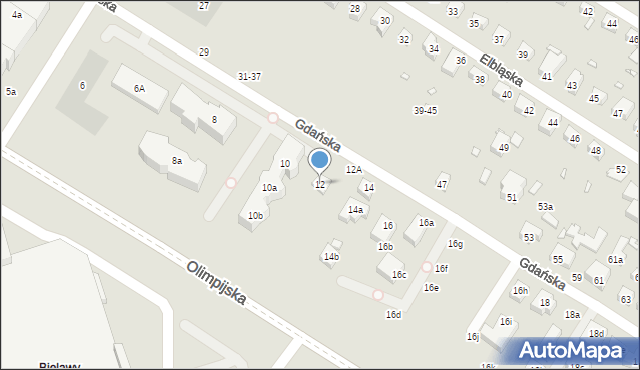 Toruń, Gdańska, 12, mapa Torunia
