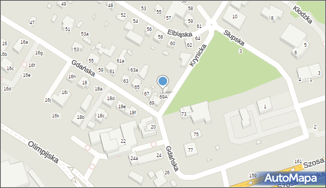 Toruń, Gdańska, 69B, mapa Torunia