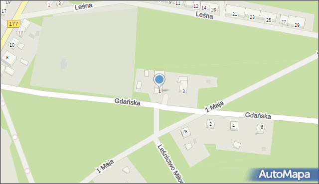 Tuczno, Gdańska, 1, mapa Tuczno