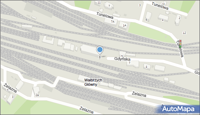 Wałbrzych, Gdyńska, 6, mapa Wałbrzycha