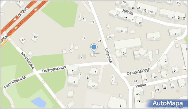 Warszawa, Gdańska, 11, mapa Warszawy