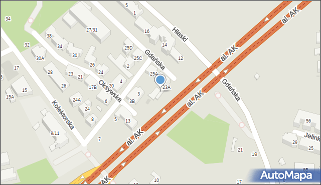 Warszawa, Gdańska, 23b, mapa Warszawy